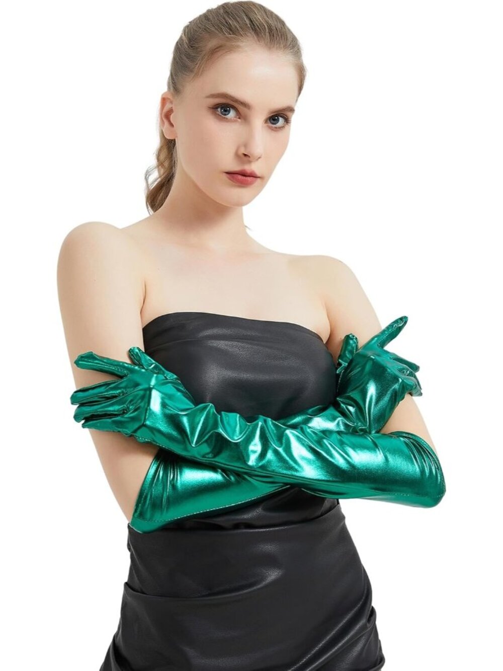 Women's Green 1920s Elbow Length Opera Halloween Cosplay Long Metallic Gloves